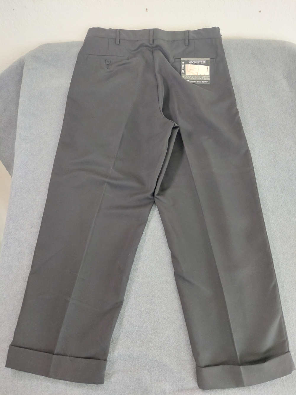 NWT Savane Comfort Plus Pleated Dress Pants Black Microfiber 36x29 Cuffed - Picture 12 of 13